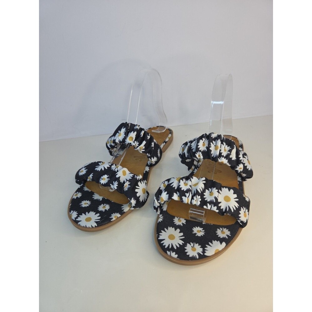 Sugar Daisy Print SANDALS Slip On Summer Bohemian Beach Balletcore NWOT Sz 9-9.5